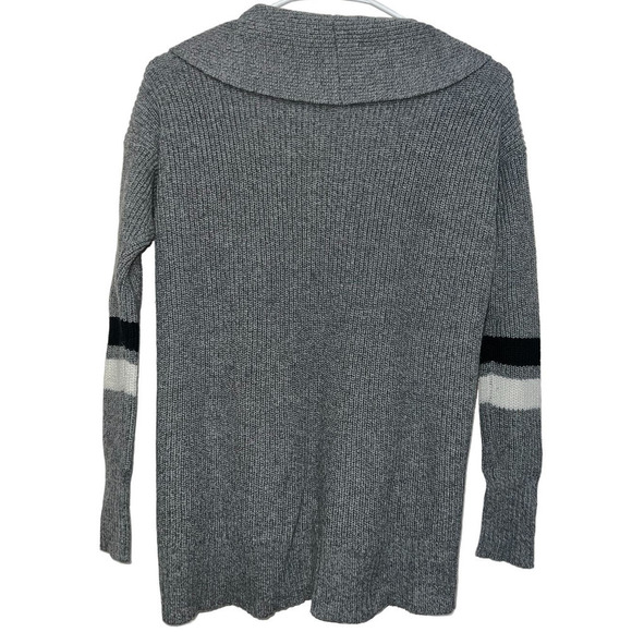 American Eagle Gray Button Front Collared Cardigan Stripe Sleeve Extra Small - Picture 3 of 3